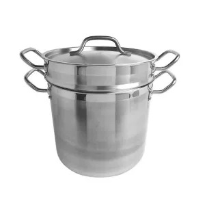 Thundergroup 12 qt Pasta Cooker with Lid, Stainless Steel, Encapsulated Base, Dishwasher Safe, Standard Electric, Gas Cooktop, Halogen & Induction Ready, Oven Safe, Heavy-Duty, NSF
