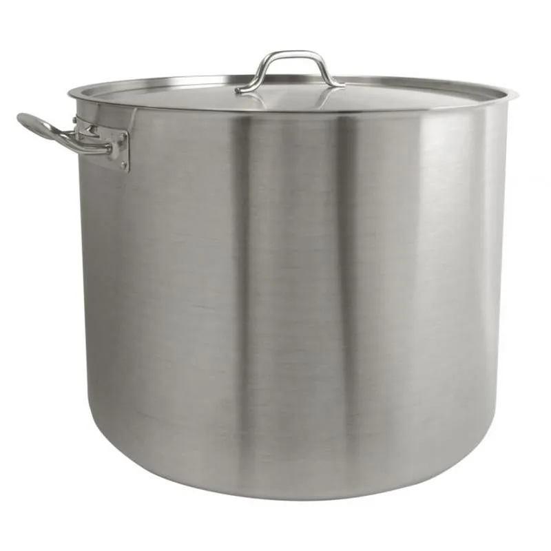 Thundergroup 80 qt, 20-3/8" Diameter Stock Pot with Lid, Stainless Steel, Encapsulated Base, Dishwasher Safe, Standard Electric, Gas Cooktop, Halogen & Induction Ready, Oven Safe, Heavy-Duty, NSF
