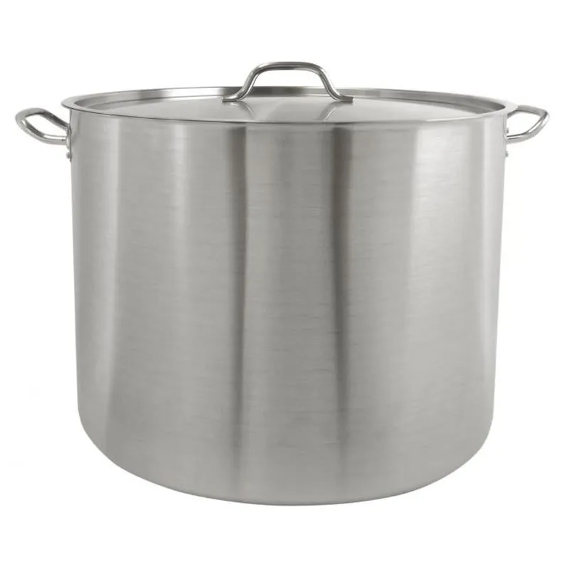 Thundergroup 80 qt, 20-3/8" Diameter Stock Pot with Lid, Stainless Steel, Encapsulated Base, Dishwasher Safe, Standard Electric, Gas Cooktop, Halogen & Induction Ready, Oven Safe, Heavy-Duty, NSF
