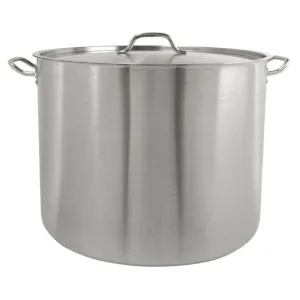 Thundergroup 80 qt, 20-3/8" Diameter Stock Pot with Lid, Stainless Steel, Encapsulated Base, Dishwasher Safe, Standard Electric, Gas Cooktop, Halogen & Induction Ready, Oven Safe, Heavy-Duty, NSF