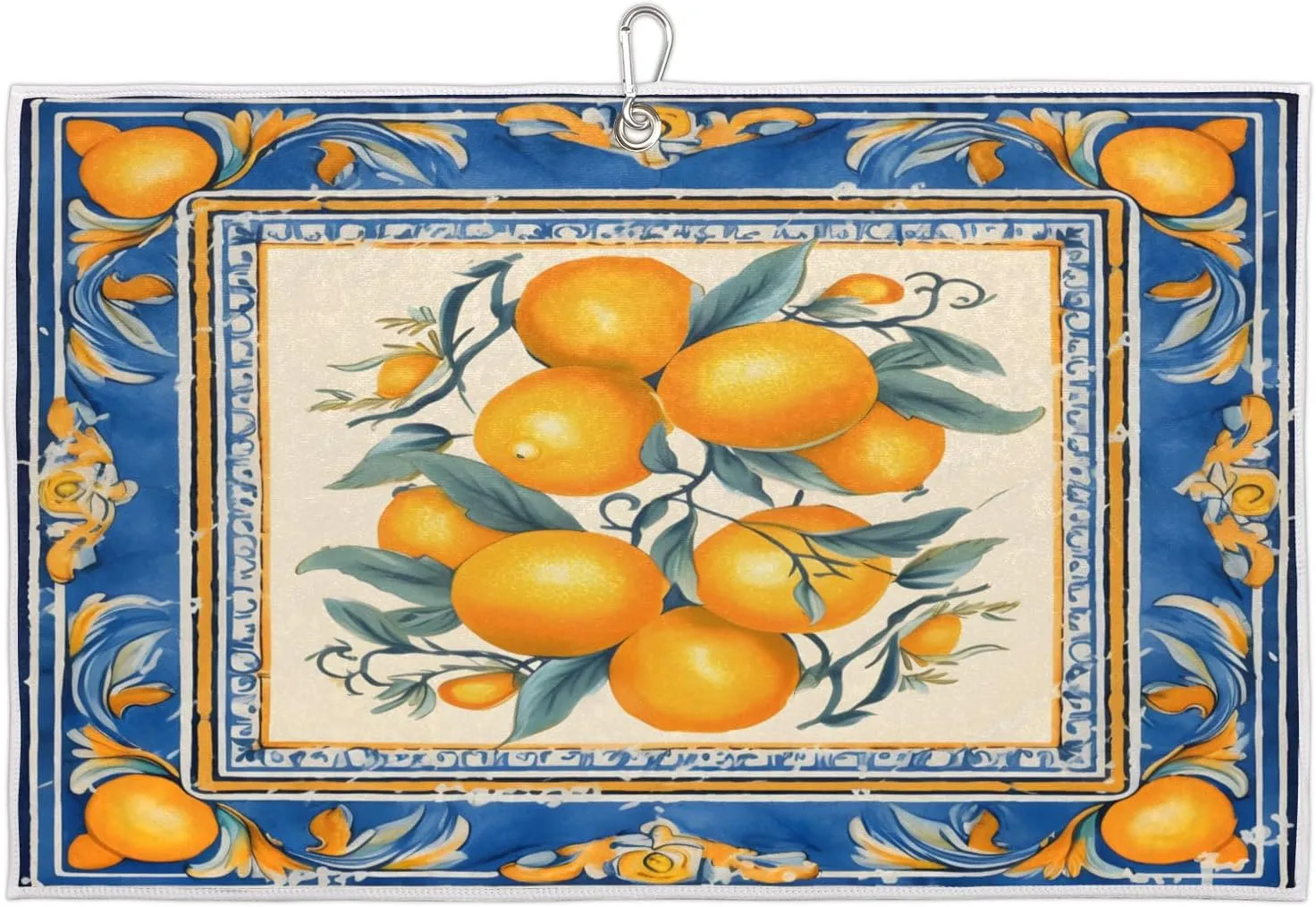 Tile Oranges Golf Towel with Heavy Duty Carabiner Ultra Absorbent Quick Dry Perfect for Cleaning Clubs Balls Gear Essential Golf Accessory for Men Women Kids