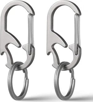 TISUR Titanium Carabiner Keychain Clip, Bottle Opener Keychain Multitool, Heavy Duty Car Keys Chain Tactical