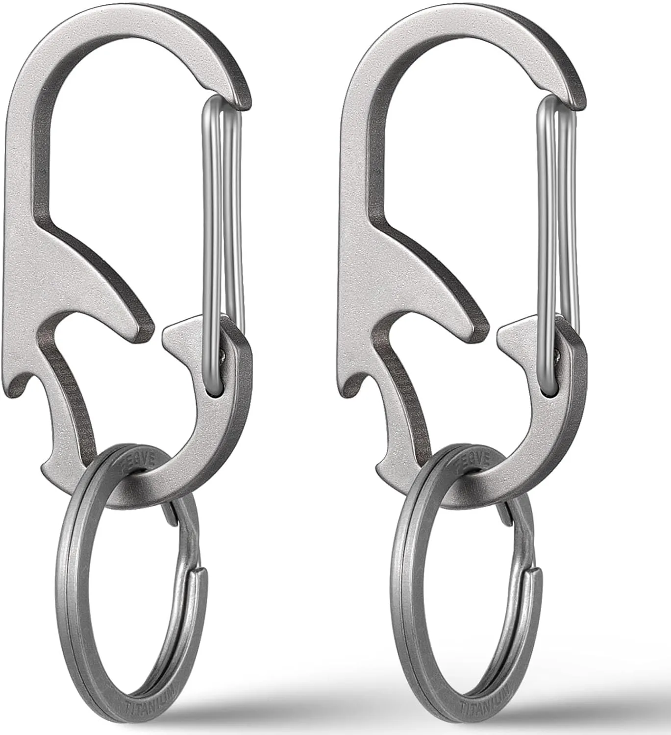 TISUR Titanium Carabiner Keychain Clip, Bottle Opener Keychain Multitool, Heavy Duty Car Keys Chain Tactical