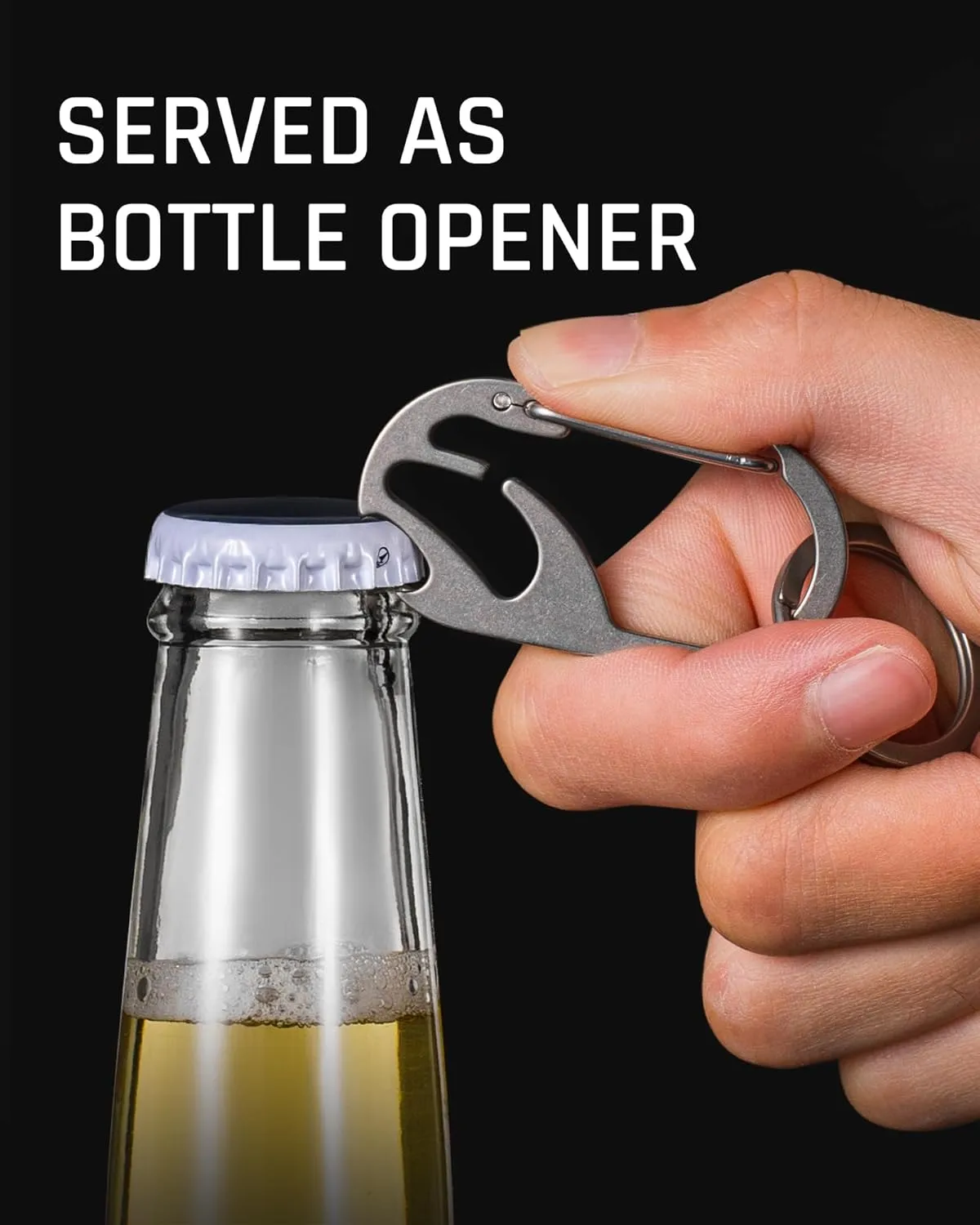 TISUR Titanium Carabiner Keychain Clip, Bottle Opener Keychain Multitool, Heavy Duty Car Keys Chain Tactical
