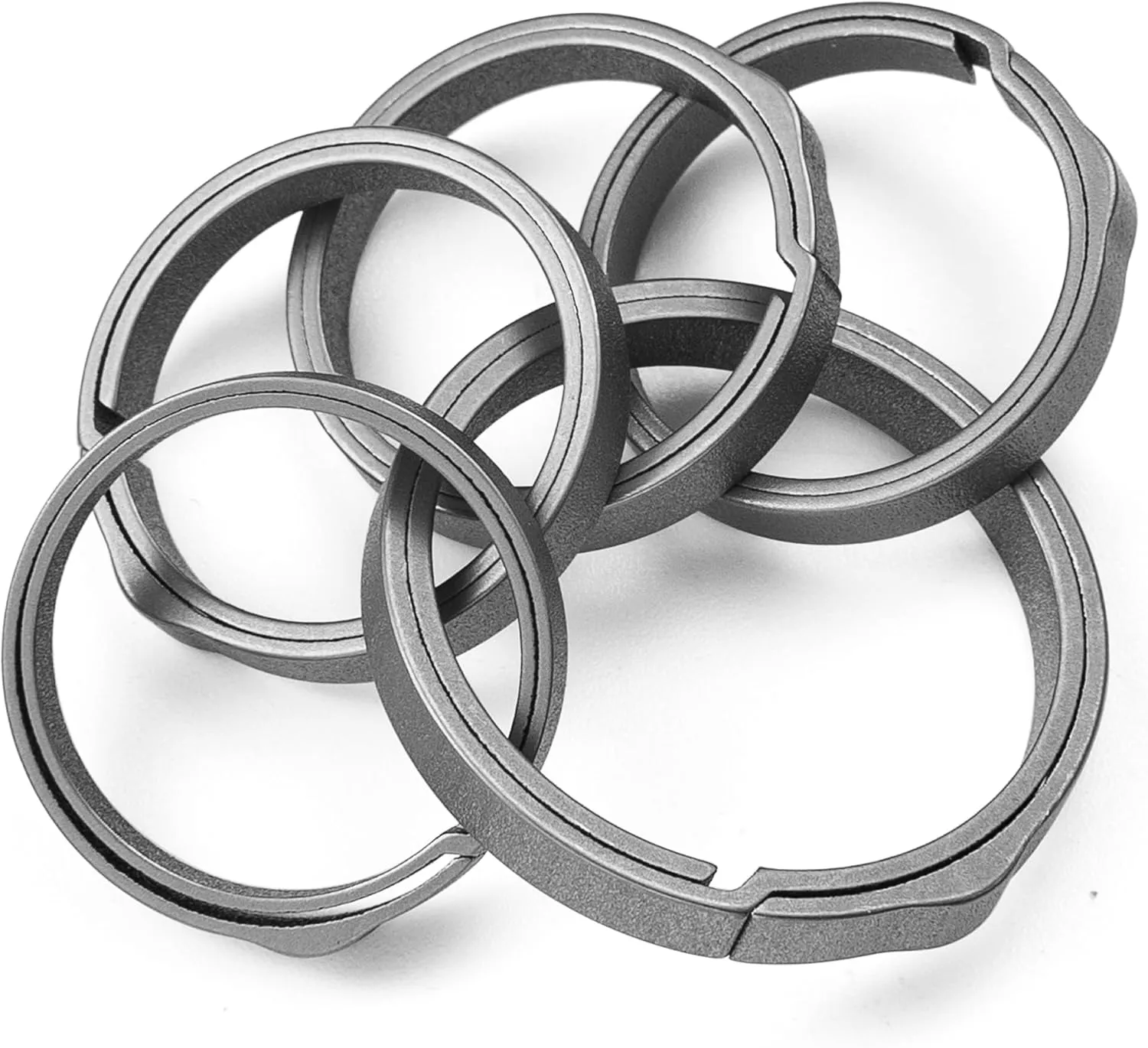 TISUR Titanium Key Rings for Keychain, Side-Pushing Key Chain Rings Split Keyring Heavy Duty Keychain Rings Bulk