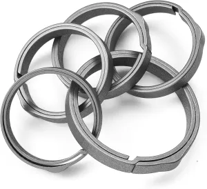 TISUR Titanium Key Rings for Keychain, Side-Pushing Key Chain Rings Split Keyring Heavy Duty Keychain Rings Bulk