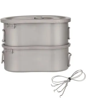 Titanium Canteen Camping Tableware Outdoor Cookware Army Pot Pan Picnic Set Hiking Tourist Kichen Cooking Mess Kit