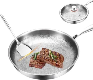 Titanium Hammered Pan Pro, Multifunctional Pots and Pans Set, 100% Non Stick TitaniumFrying Pans for Cooking (No Lid) (M-26cm/10.23inch)