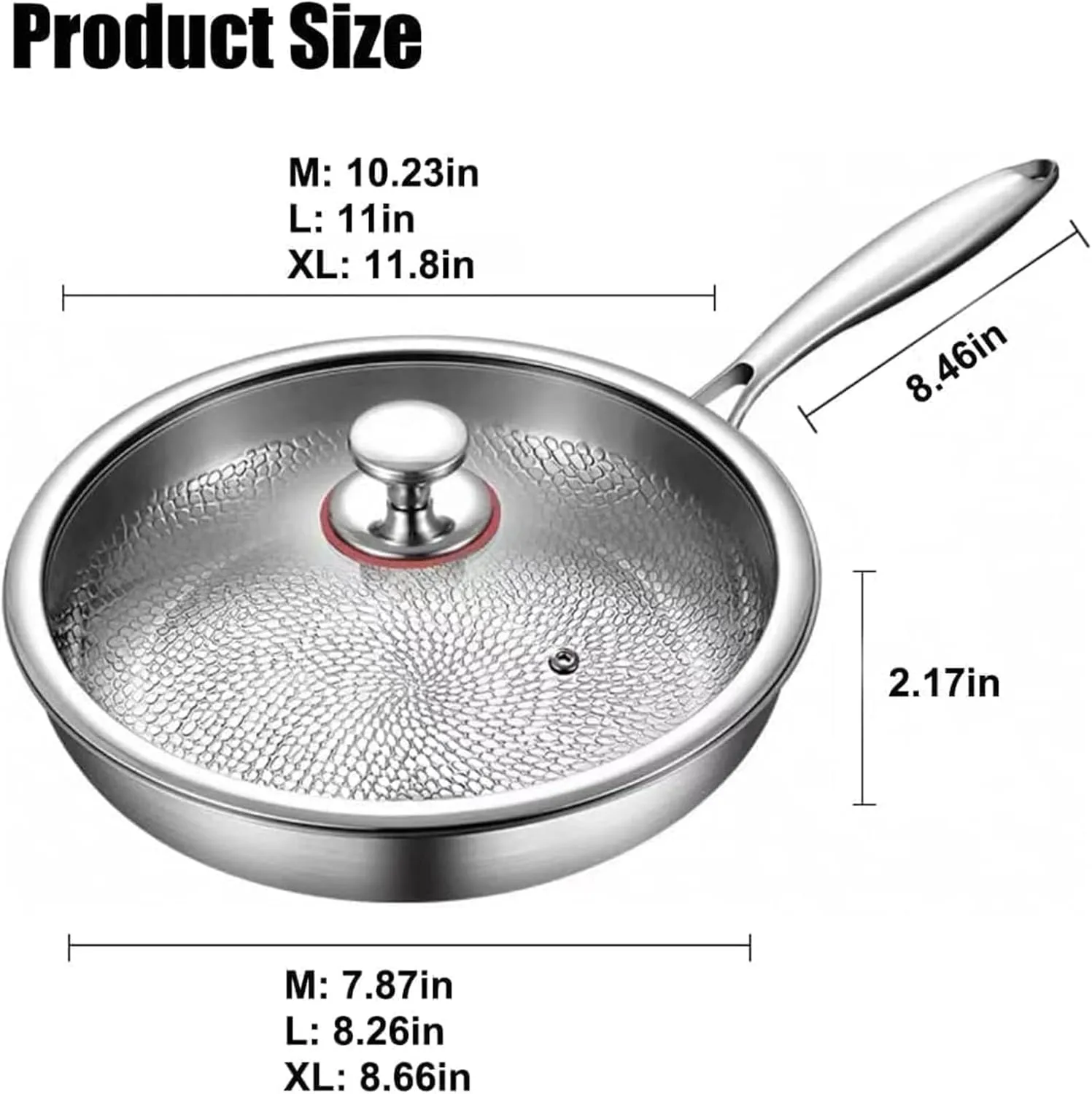 Titanium Hammered Pan Pro with Lid, 2025 Ultra-Durable Scratch-Resistant Non Stick Titanium Nutri Pan for Cooking, Wok Pro Cookware (M(10.23in))