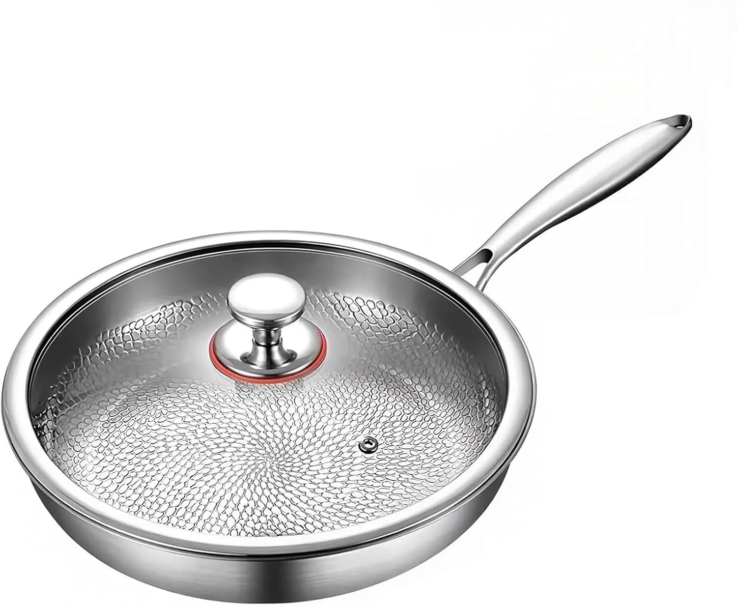 Titanium Hammered Pan Pro with Lid, Titanium Pro Cookware, Multifunctional Ultra-Durable Scratch-Resistant Non Stick Nutri Pans (XL)