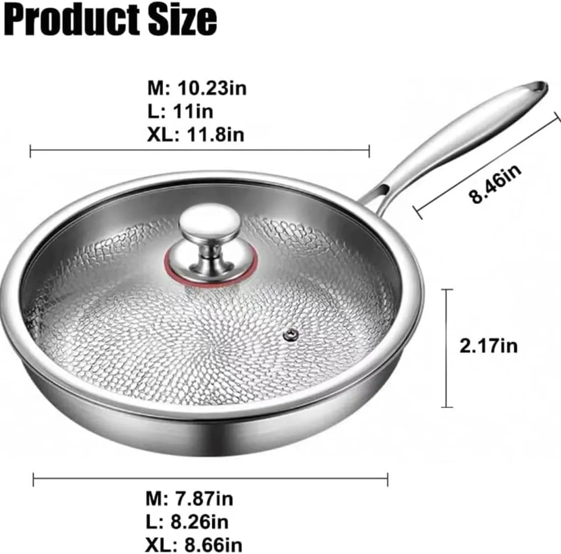 Titanium Hammered Pan Pro with Lid, Titanium Pro Cookware, Multifunctional Ultra-Durable Scratch-Resistant Non Stick Nutri Pans (XL)