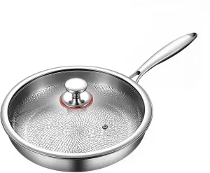 Titanium Hammered Pan Pro with Lid, Titanium Pro Cookware, Multifunctional Ultra-Durable Scratch-Resistant Non Stick Nutri Pans (XL)