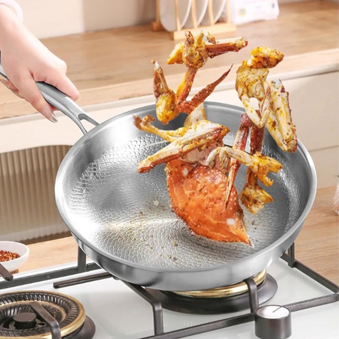 Titanium Hammered Pan Pro with Lid, Ultra-Durable Titanium Pro Cookware Set, 100% Pure Multifunctional Scratch-Resistant Non Stick Nutri Pans for Cooking (L 28cm/11.02in,No Lid)