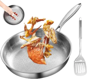 Titanium Hammered Pan Pro with Lid, Ultra-Durable Titanium Pro Cookware Set, 100% Pure Multifunctional Scratch-Resistant Non Stick Nutri Pans for Cooking (L 28cm/11.02in,No Lid)