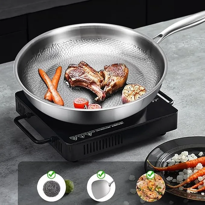 Titanium Pan,2025 New Titanium Hammered Pan Pro With Lid, Scratch-Resistant, Resistant Non Stick, Even Heating (11.81 inch)