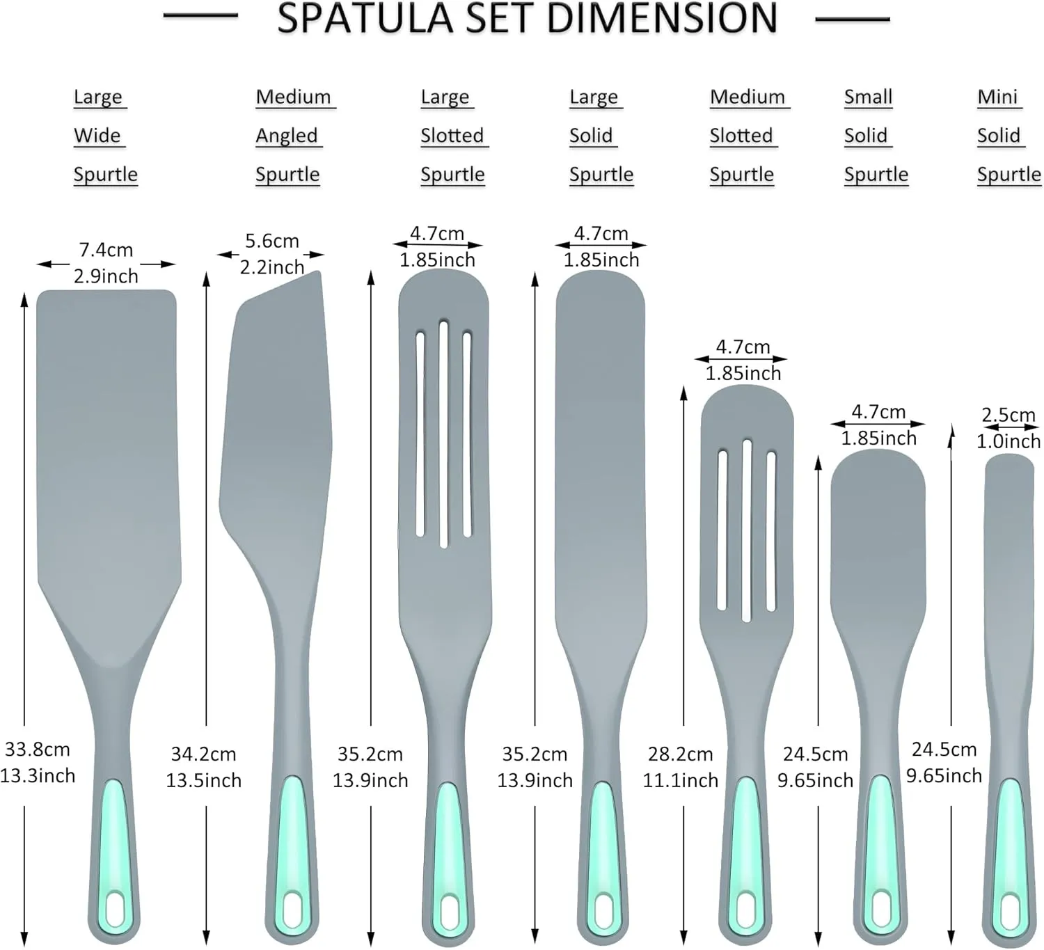 To encounter Silicone Spurtles Set, 7 Piece Nonstick Spurtle Kitchen Utensils, Silicone Spatula, Heat Resistant Spurtle for Salad Stir, Cake Make and Pan-Fried Steak