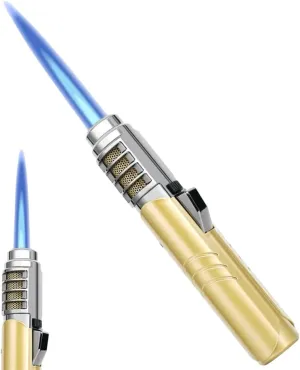 Torch Lighter, Big Flame Lighter with Blue Flame, Refillable Windproof Jet Flame Cool Lighters, for Candles Campfires BBQ Baking, Camping, Gift (Gold)