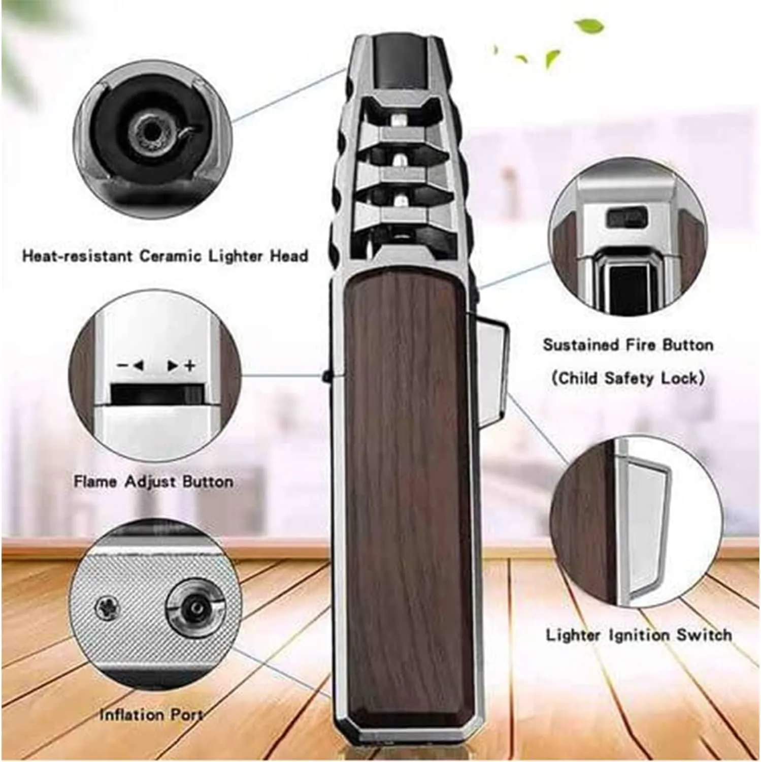 Torch Lighter - Brightfire Rechargeable Torch Lighter, Windproof Straight Flame Cool Lighters for Men (carbon texture)