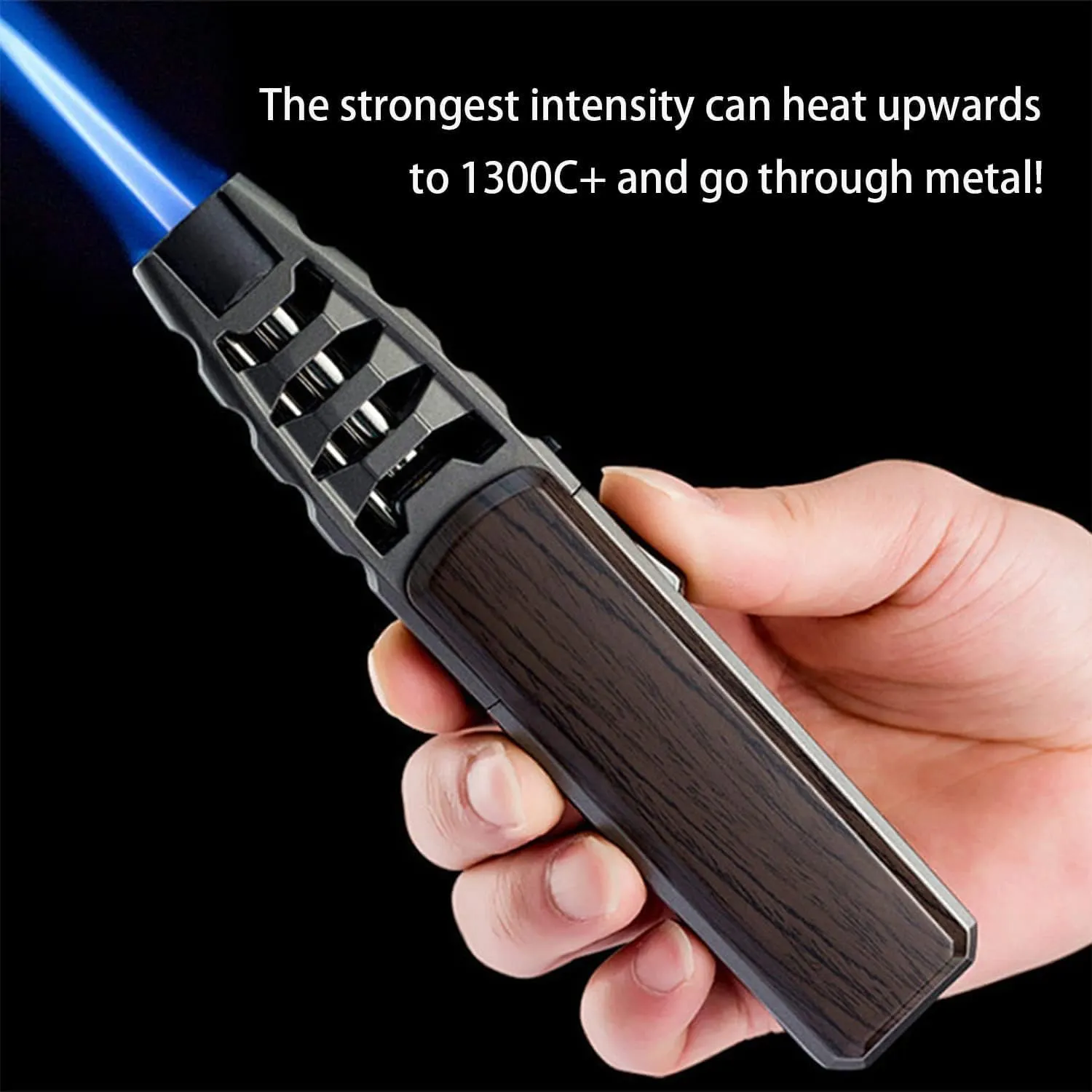 Torch Lighter - Brightfire Rechargeable Torch Lighter, Windproof Straight Flame Cool Lighters for Men (carbon texture)