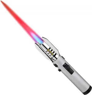 Torch Lighter, Refillable Butane Windproof Jet Flame Super Large Torch Lighter, Straight Bright Fire Adjustable Red/Blue Cool Flame & Safety Lock for Camping, BBQ, Baking, Outdoor, Gifts