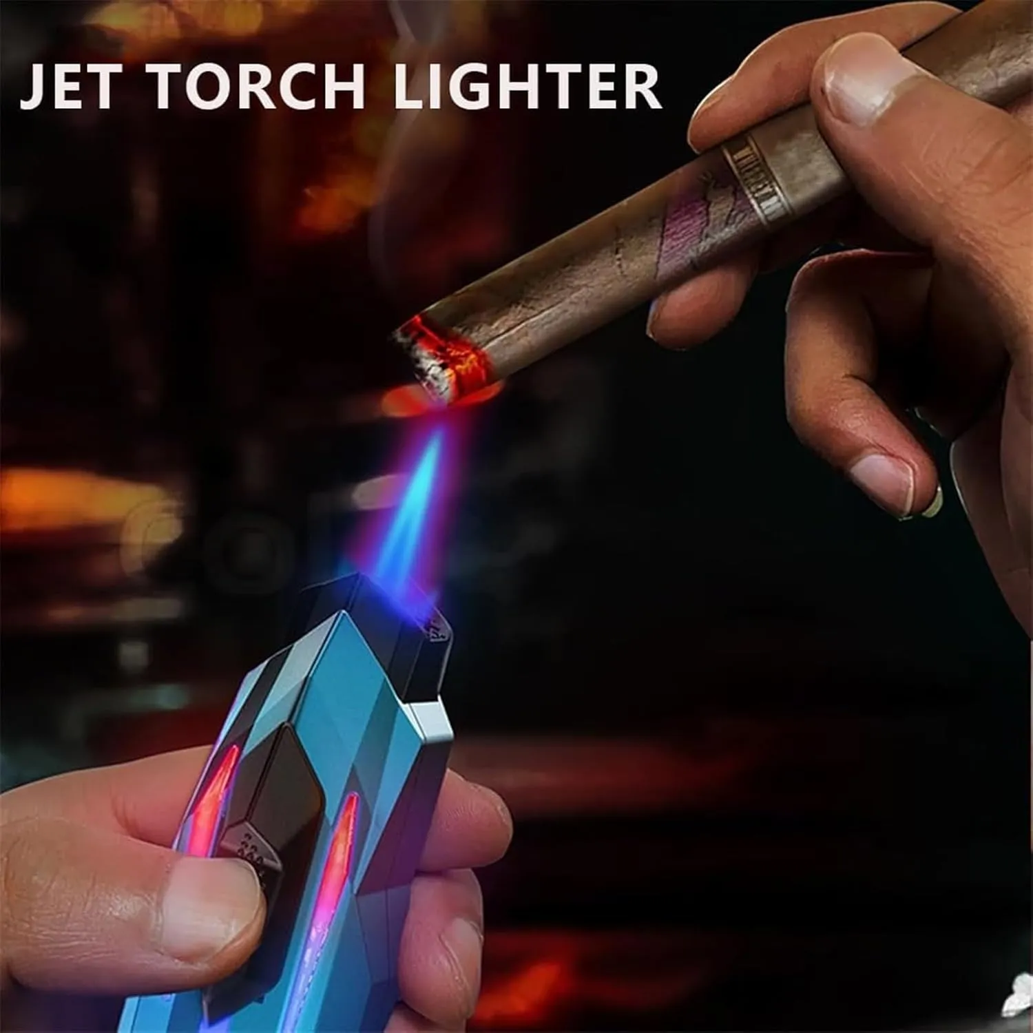 Torch Lighter, Refillable Gas Adjustable Flame Intensity Fire Starter, 4 Pack Cool Jet Flame Butane Lighter, Windproof Lighters with Visible Fuel, for Cigar Cigarette Camping BBQ (Color : 4PCS)