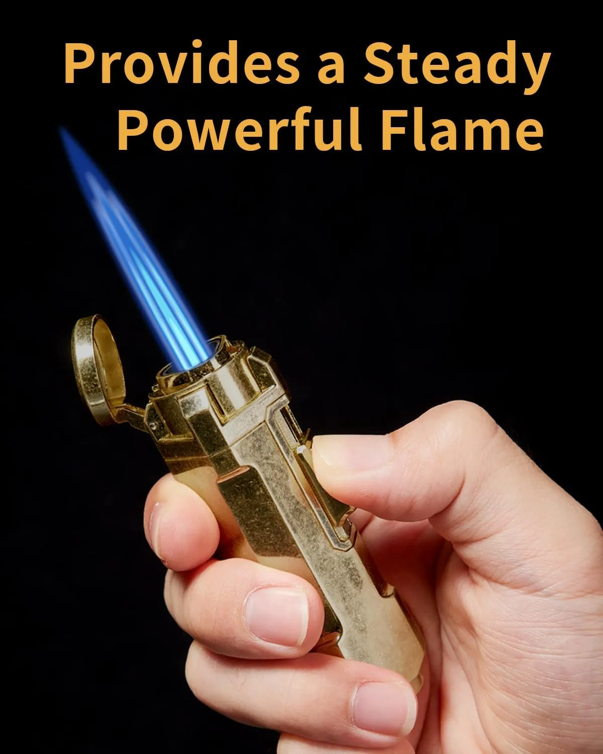 Torch Lighter, Triple Jet Flame Refillable Butane Lighter with Punch, Adjustable Windproof Cool Mini Lighters for Candle, Camping, Durable & Vintage Design with Gift Box (No Fuel)