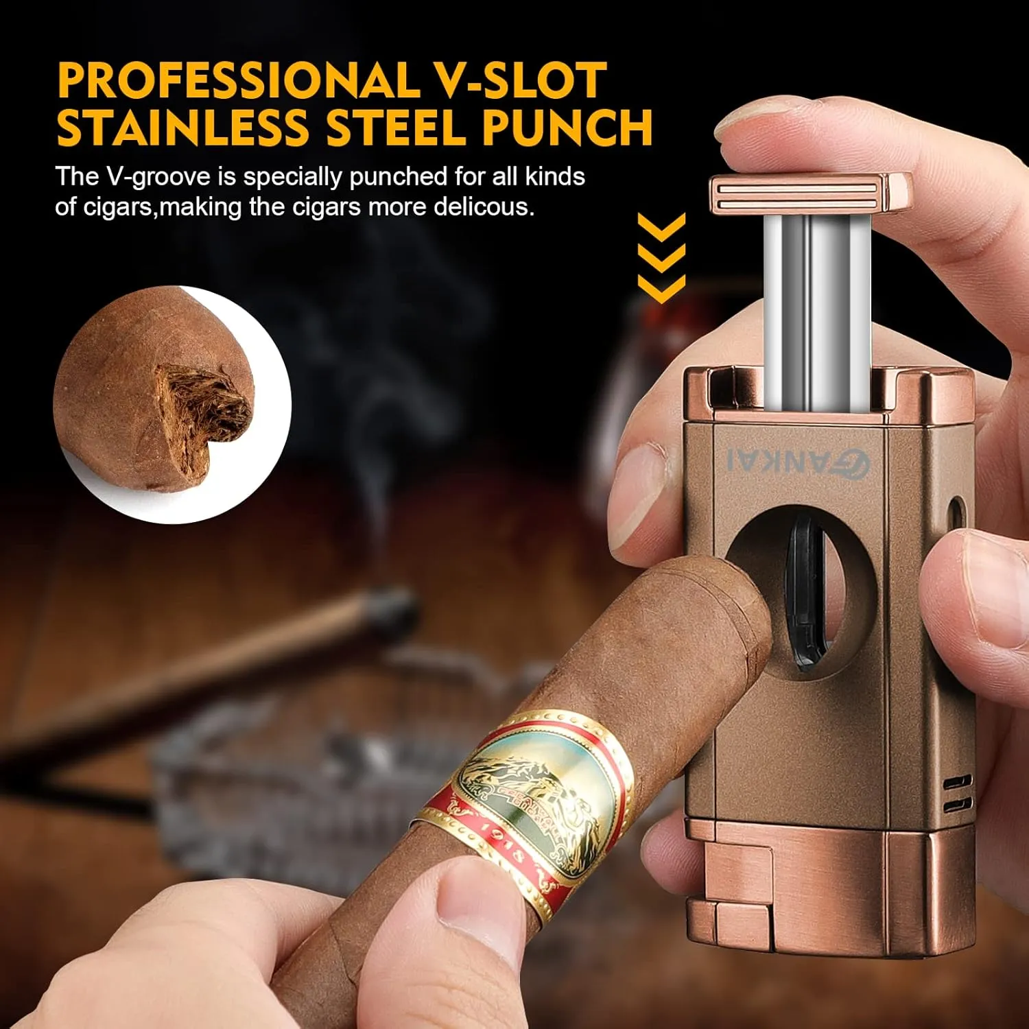 Torch Lighter with Cigar V Cutter, Cigar Lighter Double Jet Flame Refillable Butane Lighter 2 in 1 Windproof Lighters for Smoking with Gift Box (Butane Not Included)