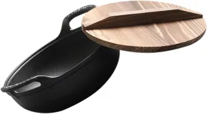 Totority Cast Iron Skillet Pan Ramen Pot Outdoor Cooking Pot Family Size Camping and Hiking Cookware