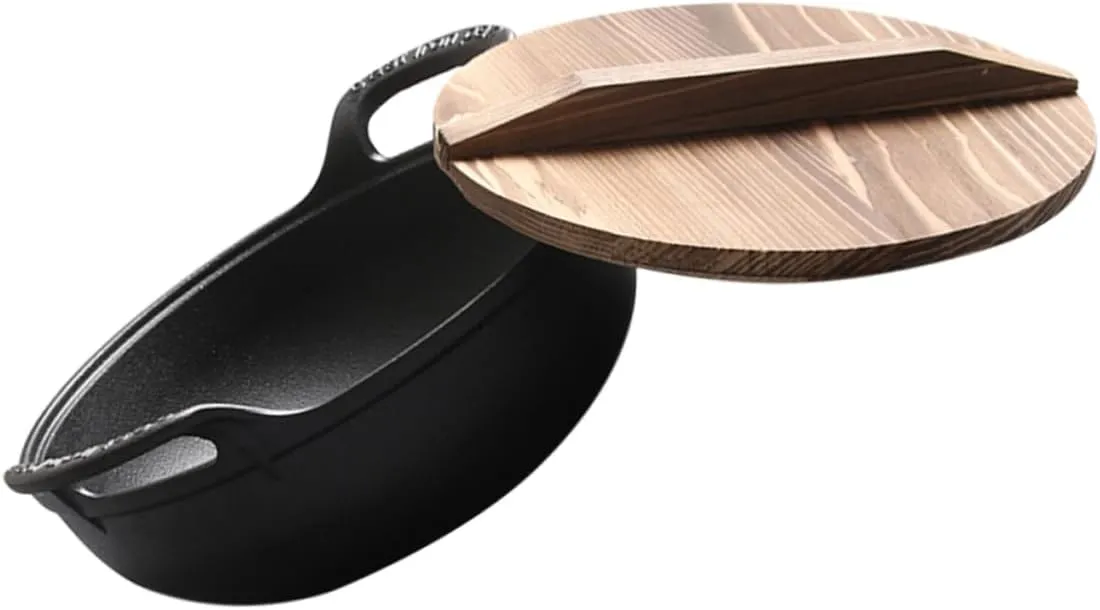 Totority Cast Iron Skillet Pan Ramen Pot Outdoor Cooking Pot Family Size Camping and Hiking Cookware