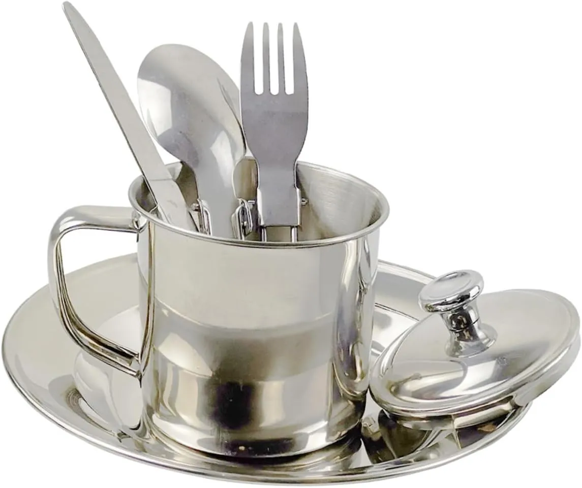 Totority Stainless Steel Camping Cookware Portable Cooking Equipment Set Outdoor Camping Kits Picnic Pot Plates