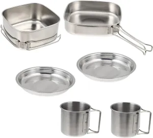 Totority Stainless Steel Pot Silverware Picnic Camping Cooker Self Pots Portable Cooking Pans Camping Cookware