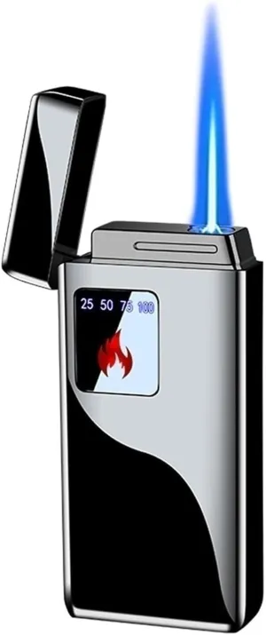 Touch-Sensitive Lighter, Adjustable Flame, Refillable Butane, Metal Windproof Lighter, Suitable for Daily Life Such As Camping and Hiking.(Black)