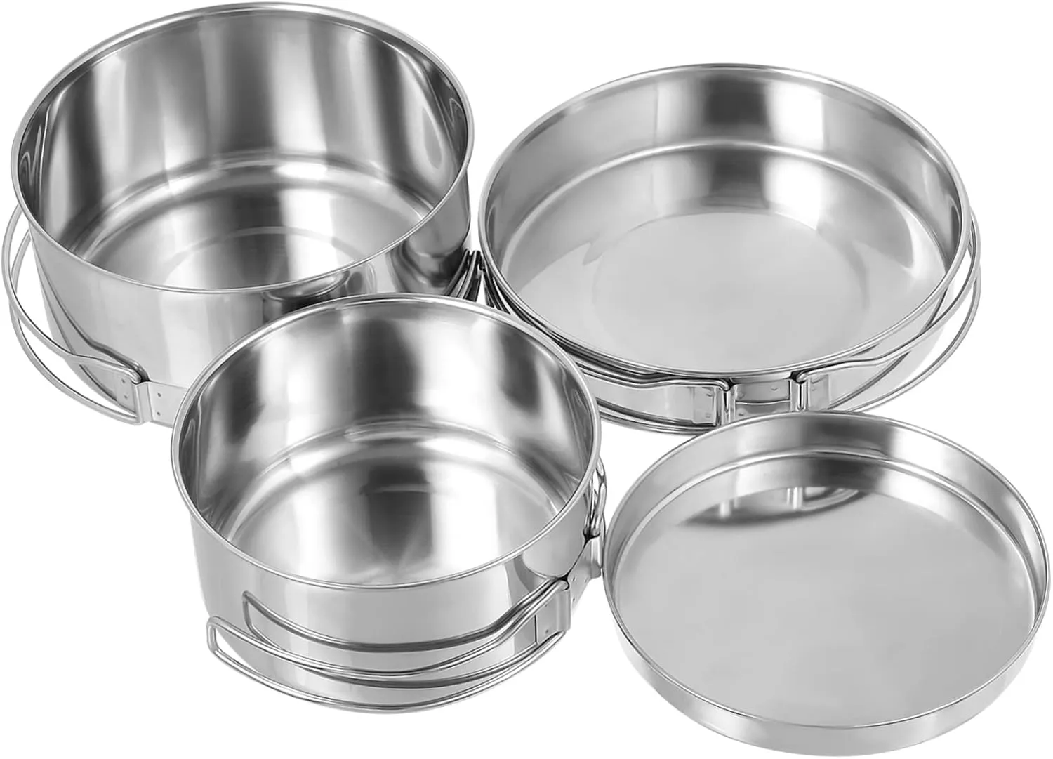 TOYANDONA Stainless Steel Cooking Pot Pan for Outdoor Camping Stackable and Design Scratch Resistant Cookware for
