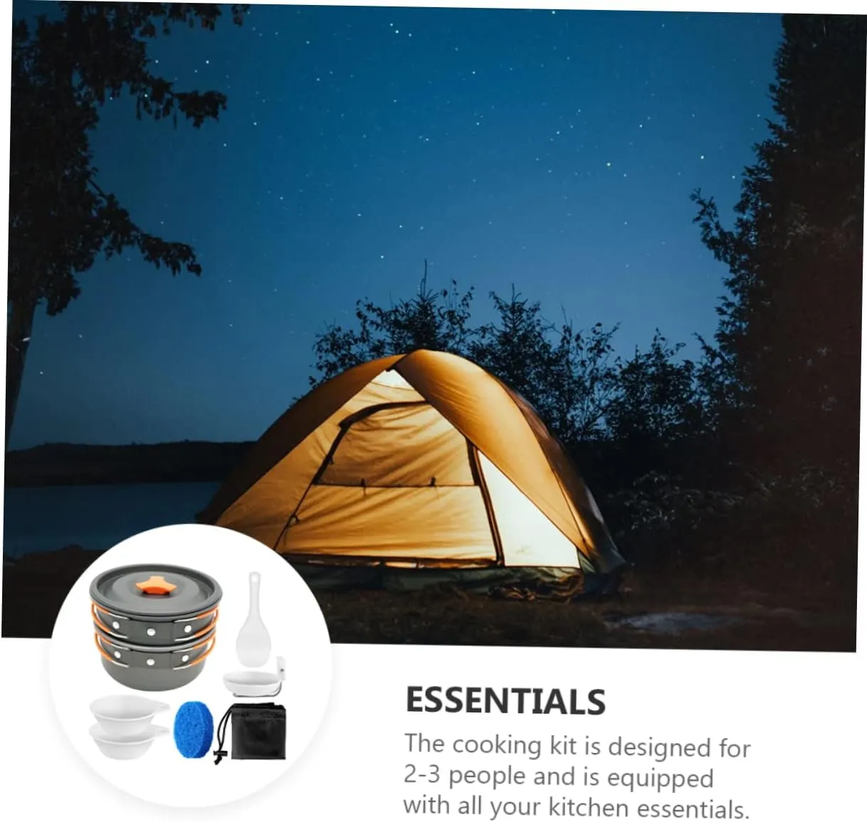Toyvian Portable Camping Cookware with Non Stick Coating Food Grade Materials Design Skid Handles for Outdoor