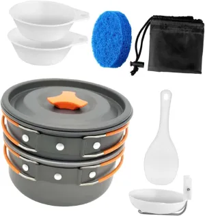 Travel Cooking Portable Outdoor Cookware for Camping Hiking Lightweight Anodized Non Stick Easy Clean