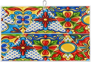 Triangle Flower Tile Golf Towel with Heavy Duty Carabiner Clip Quick Dry Ultra Absorbent Club Ball Cleaning Towel Golf Accessories for Men Women