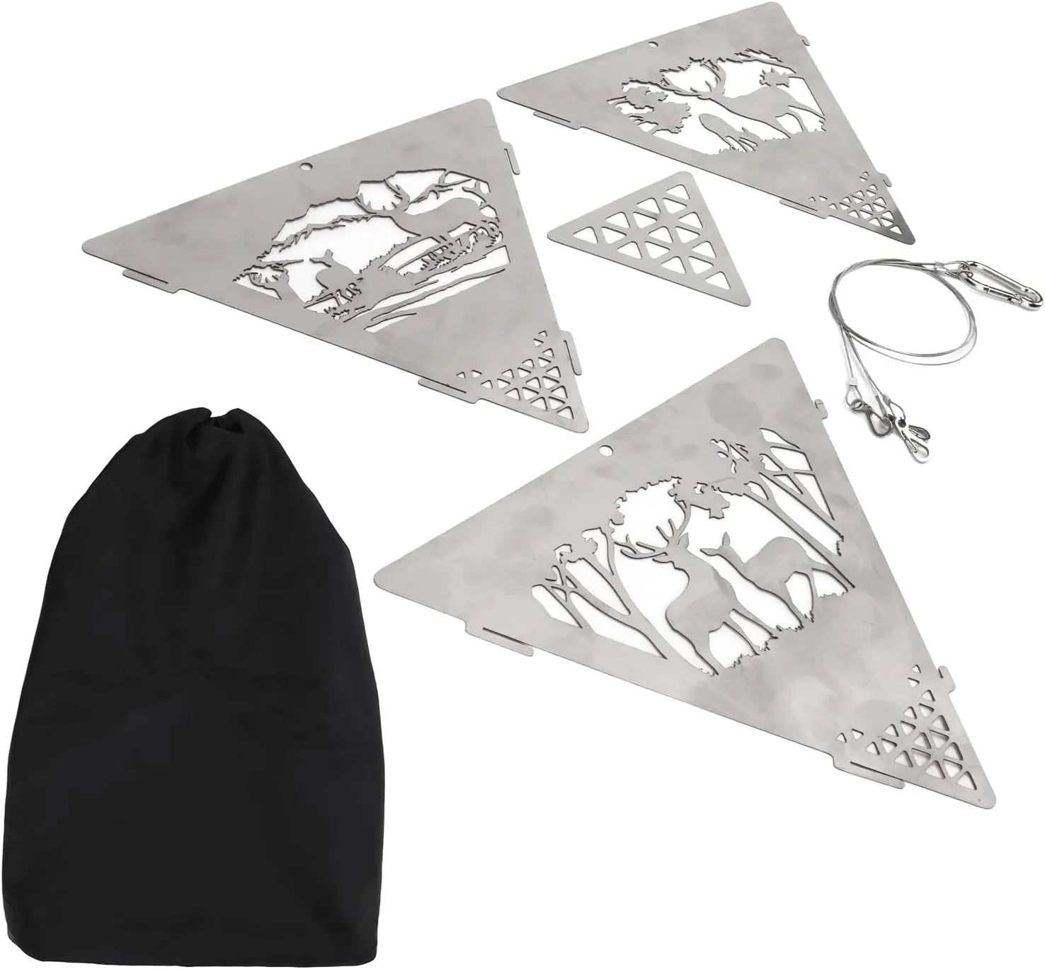 Triangular Campfire Grill Hanger Outdoor Portable Reindeer Bonfire Fire Pit Family Gathering