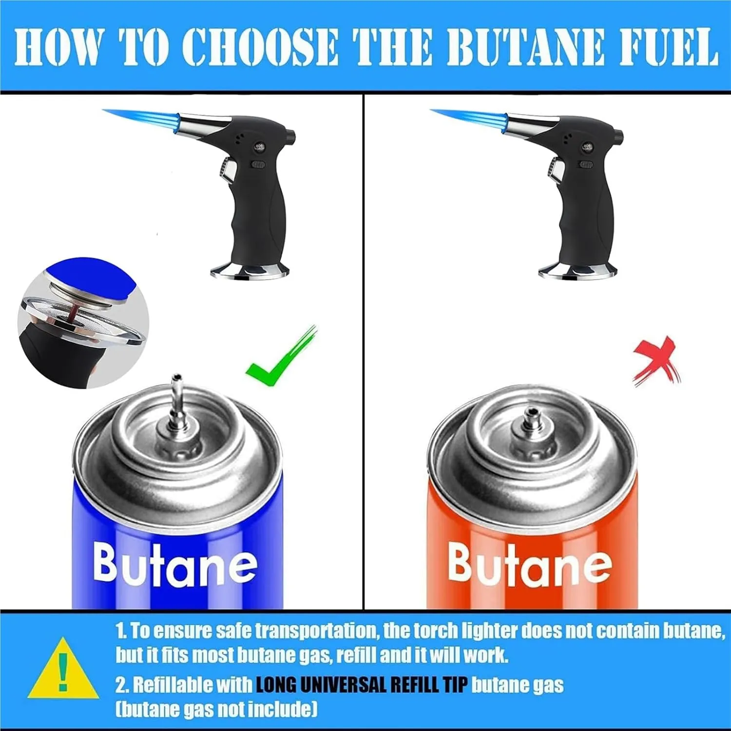 Triple Jet/Single Jet Lighter, fire Lock, Windproof Flame, Gas Filling, Suitable for Outdoor Camping and Hiking (Butane not Included)(Silver1)