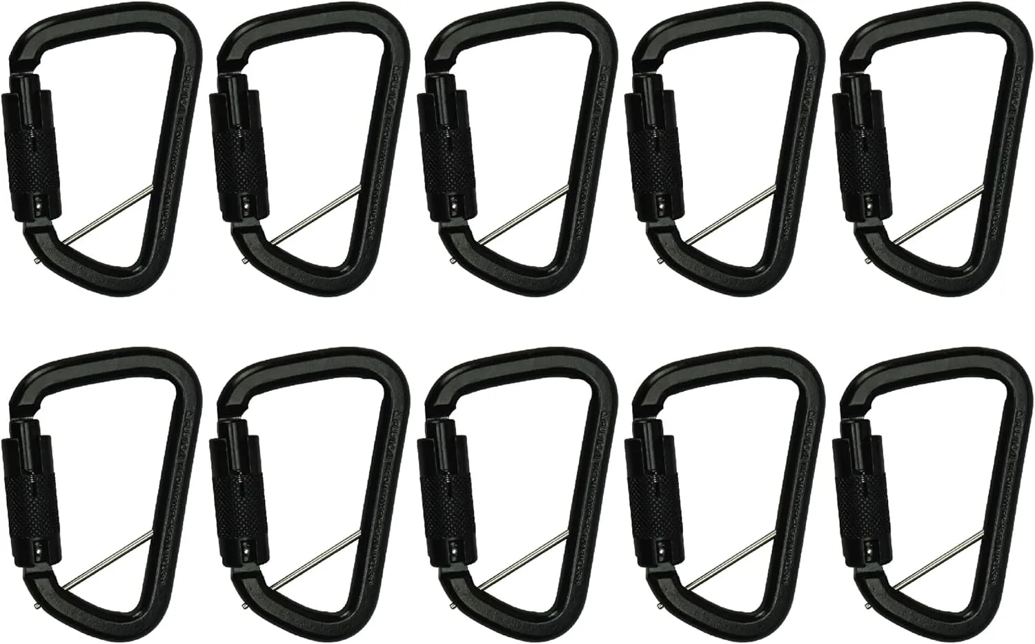 Triple Locking Carabiner 60KN (10-Pack)- Fusion Climb® Tacoma- Professional Rock Climbing Carabiner- Heavy Duty Steel- Auto Locking Carabiner for Climbing, Rappelling, Captive Pin- UIAA ANSI Compliant
