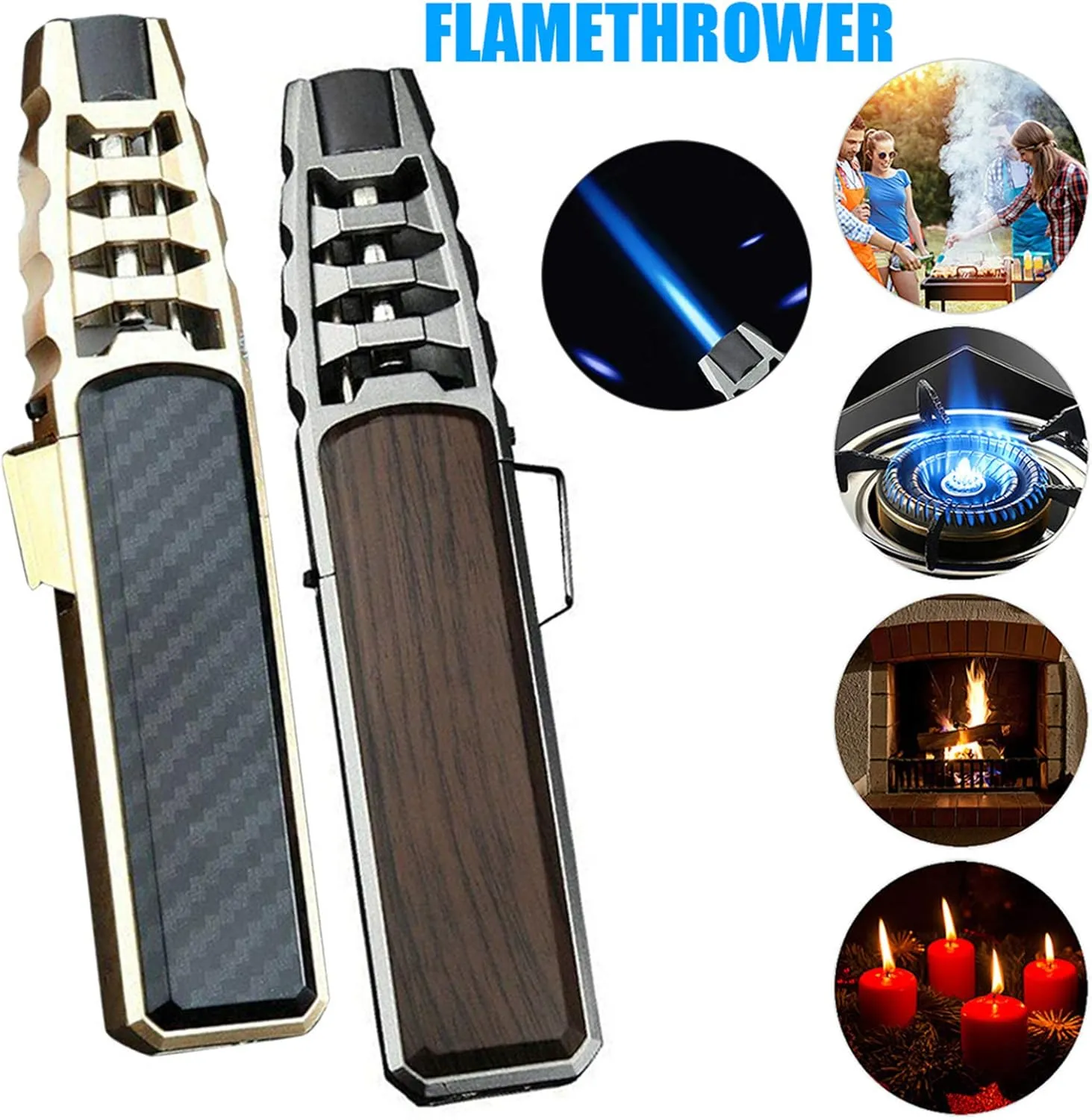 Turbine Torcher - Jet Flame Refillable Butane Lighter Windproof Lighter with Punch for Candle Camping BBQ Kitchen - Brown