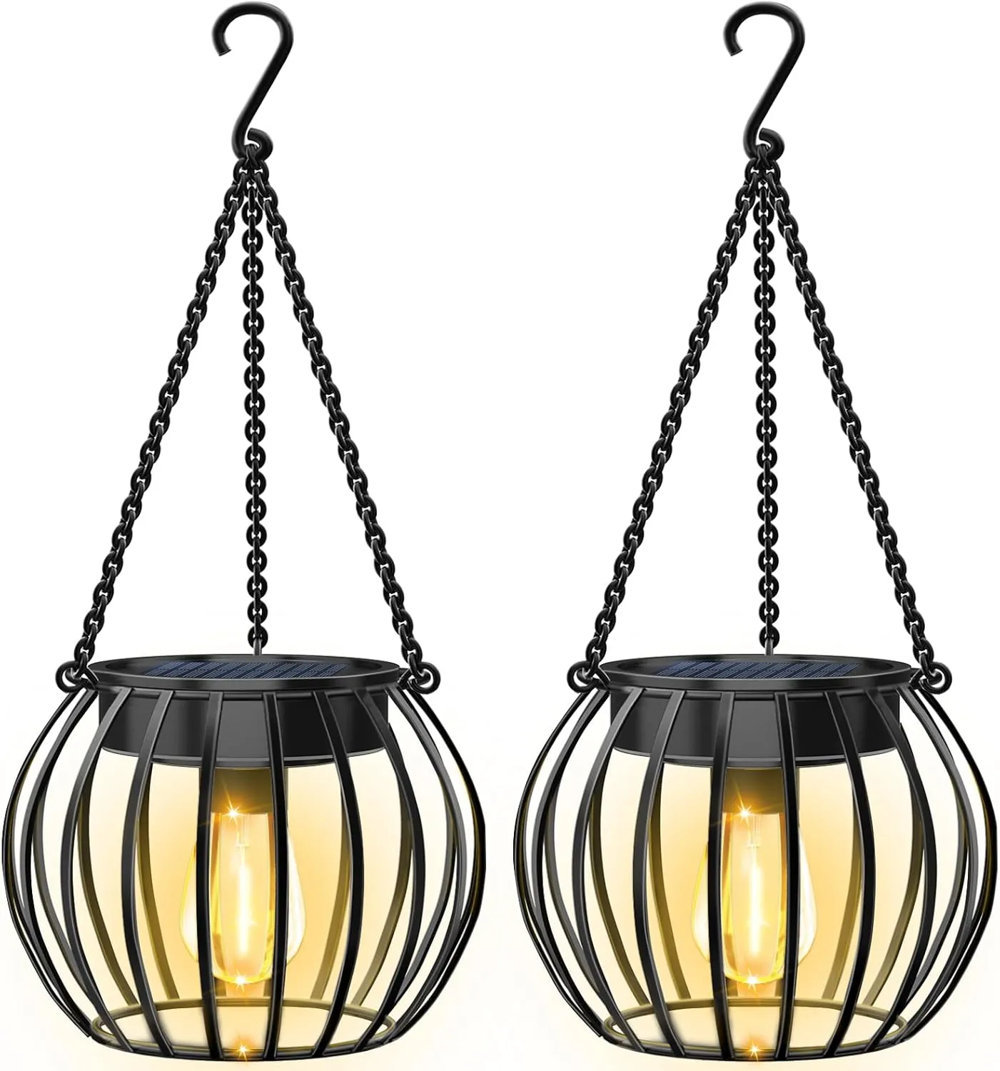 UBright Solar Lights Lanterns Outdoor Waterproof Hanging Solar Garden Lights for Outside Outdoor Lanterns Decorative for Yard Patio, 2 Pack
