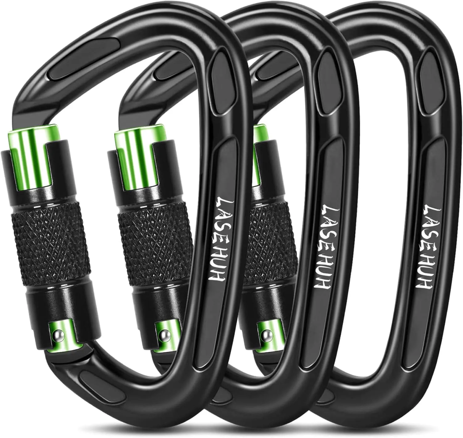 UIAA Certified 25KN Auto Locking Climbing Carabiner Clips, D Shaped, Twist Lock, and Heavy Duty Carabiners for Rock Climbing, Rappelling,3.93 Inch, Large Size.