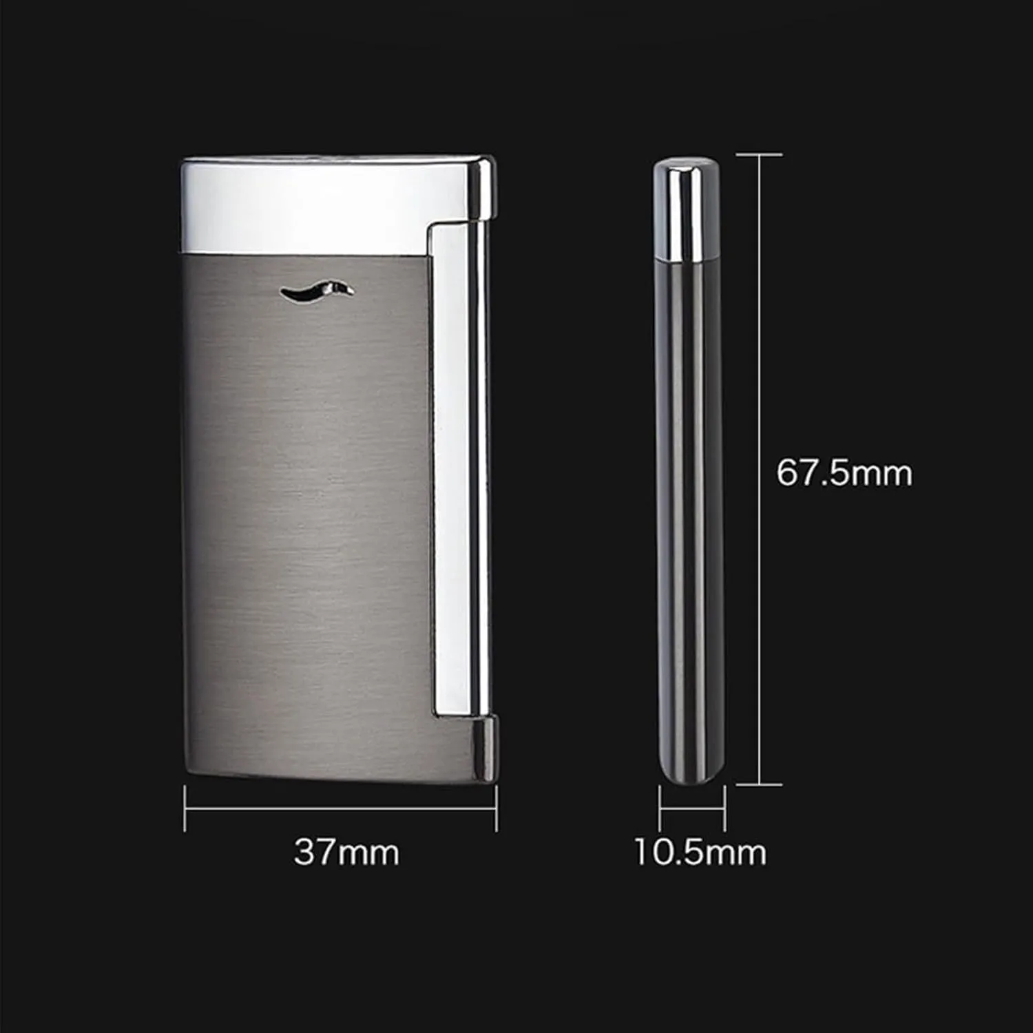 Ultra-Thin Torch Cigar Lighters, Portable Jet Flame Butane Lighter, Metal Slim Men's Lighter, Refillable and Adjustable Flame Lighter for Candle Camping Men's Gift(Black)