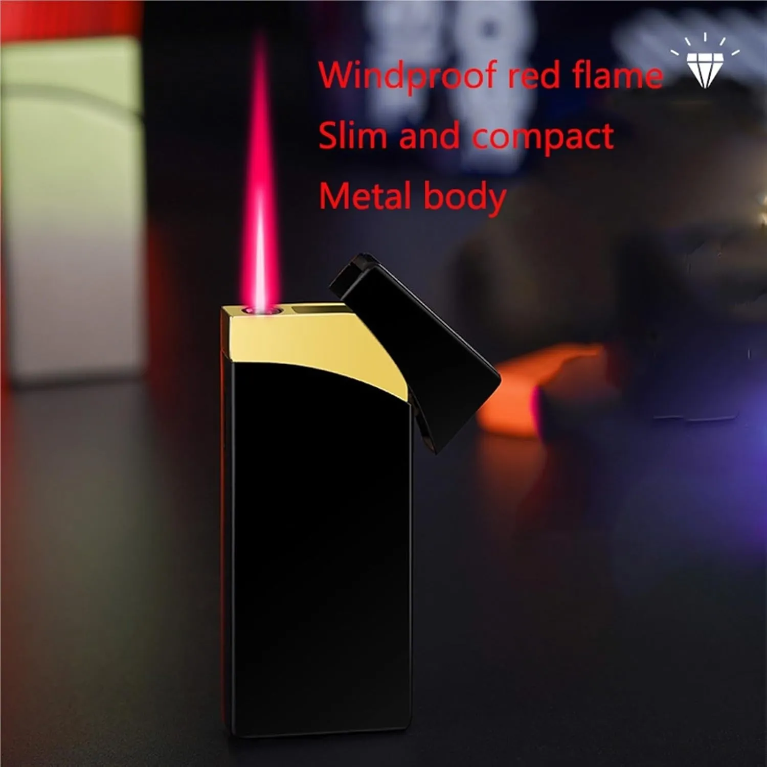 Ultra-Thin Windproof fire Starter, fire Starter, refillable fire Starter, Portable fire Starter, Portable Metal fire Starter, Men's Gift (not Included)(A)