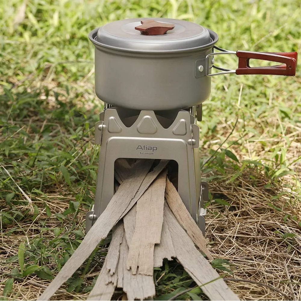 Ultralight Titanium Wood Burning Stove Outdoor Camping Multi-Fuels Alcohol Stove BBQ Stove WS009ST-Ti (Wood Burning Stove)
