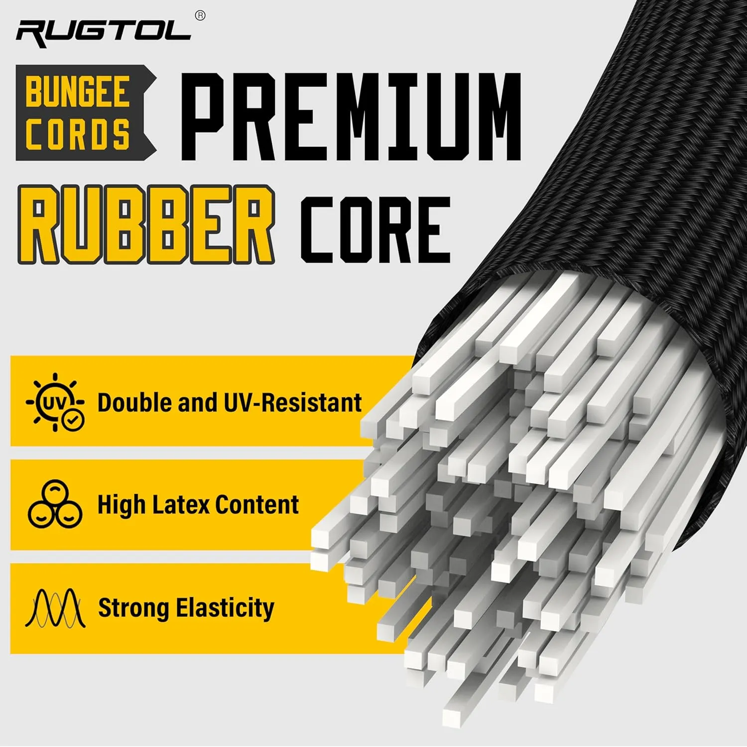 Upgraded Adjustable Bungee Cords with Hooks, 6 Pack Heavy Duty Outdoor Carabiner Bungee Cord, Black Super Elastic Bungee Straps Easily Adjust from 7" to 24", Great for Cargo, Camping, Bike Racks, Tent