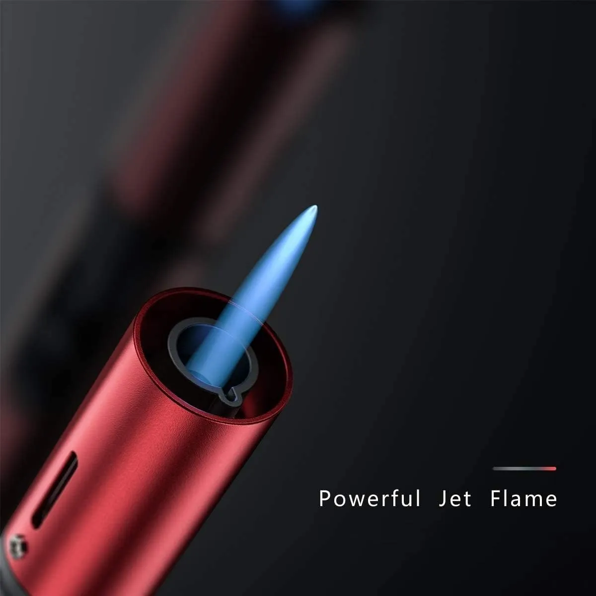 Urgrette 1 Pack Butane Torch Lighter, 6-inch Refillable Pen Lighter Adjustable Jet Flame Butane Lighter for Grill BBQ Camping (Gas Not Included) Ruby