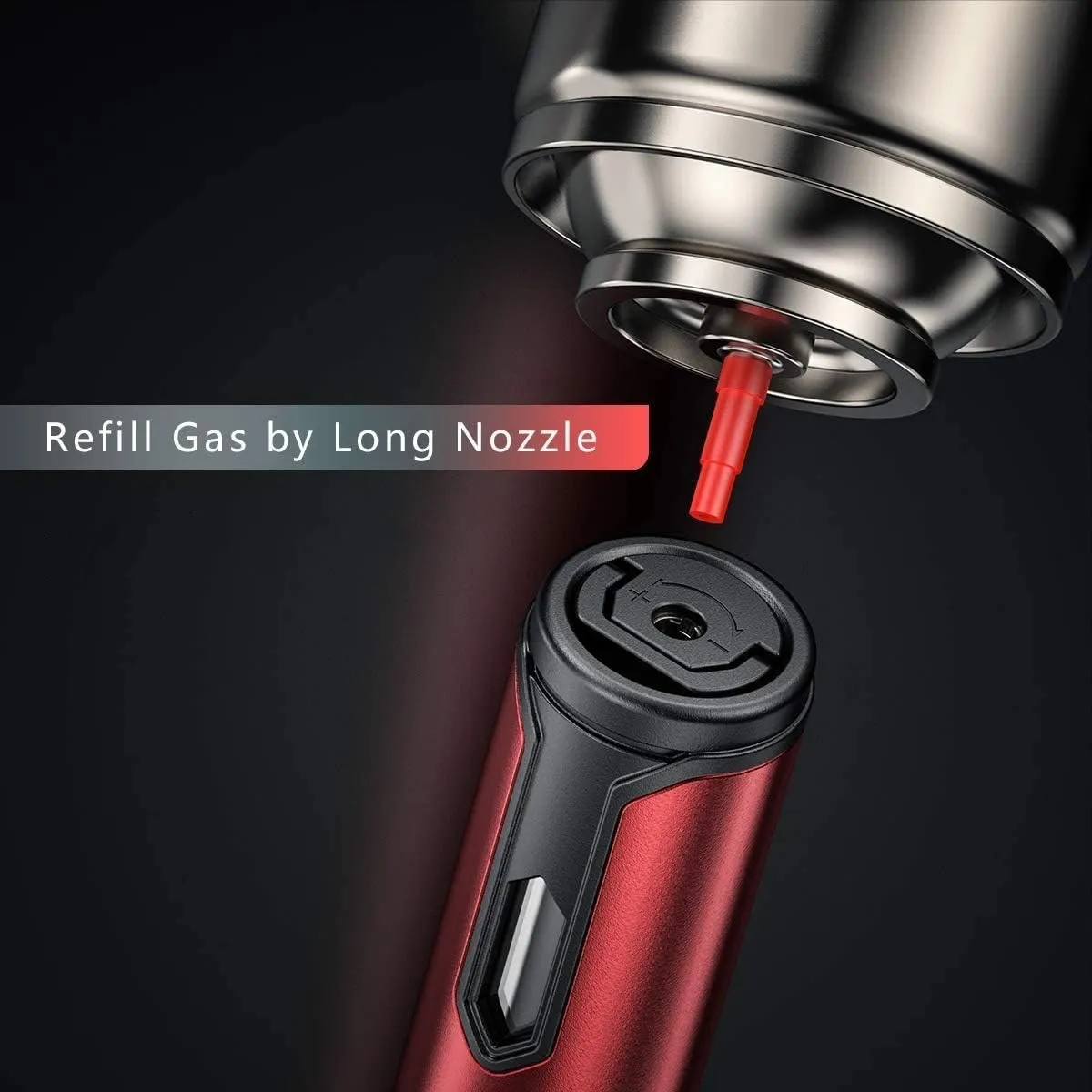 Urgrette 1 Pack Butane Torch Lighter, 6-inch Refillable Pen Lighter Adjustable Jet Flame Butane Lighter for Grill BBQ Camping (Gas Not Included) Ruby