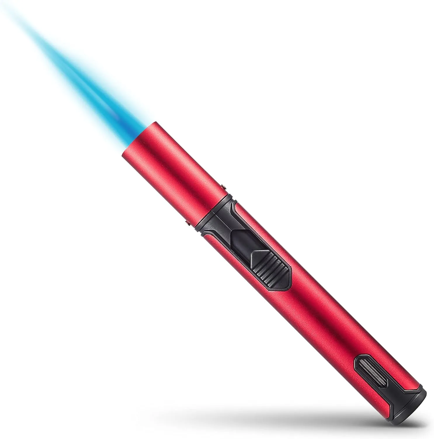 Urgrette 1 Pack Butane Torch Lighter, 6-inch Refillable Pen Lighter Adjustable Jet Flame Butane Lighter for Grill BBQ Camping (Gas Not Included) Ruby