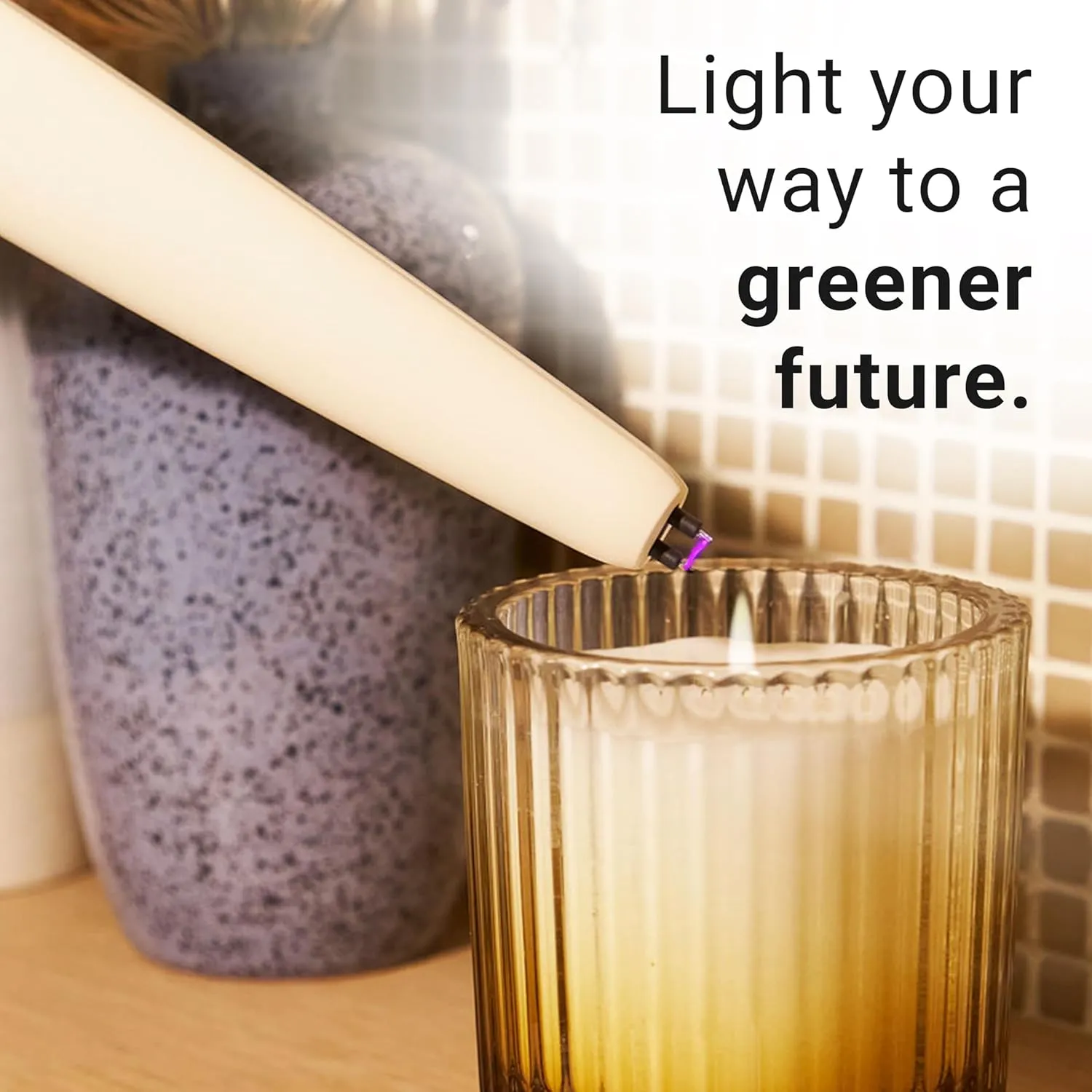 USB Lighter Co. MOTLI Electric Arc Windproof Flameless USB Rechargeable Lighter with Flashlight & Safety Lock for Candle Camping BBQ Grill Gift Outdoors (Terrazzo)